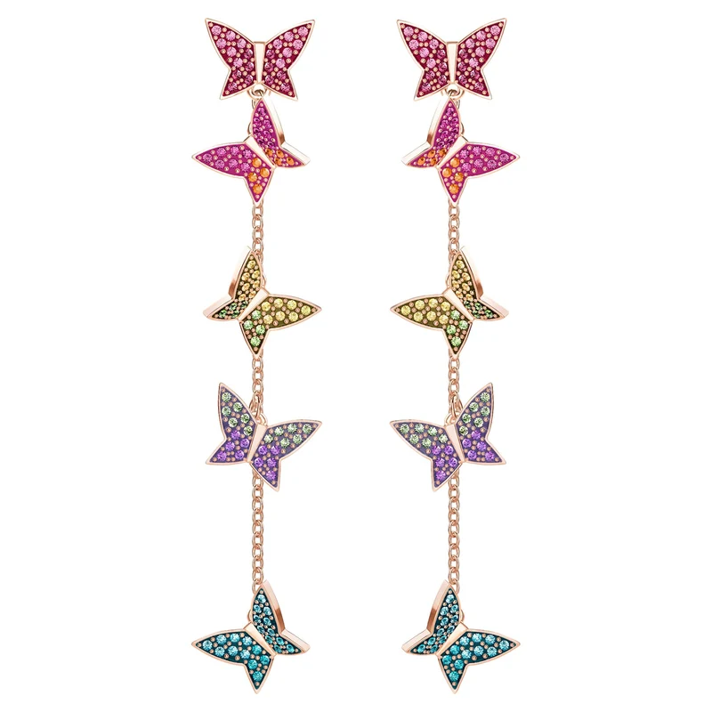 Swarovski Ohrringe Damen Lilia Schmetterling Mehrfarbig Roségoldfarben 5378693