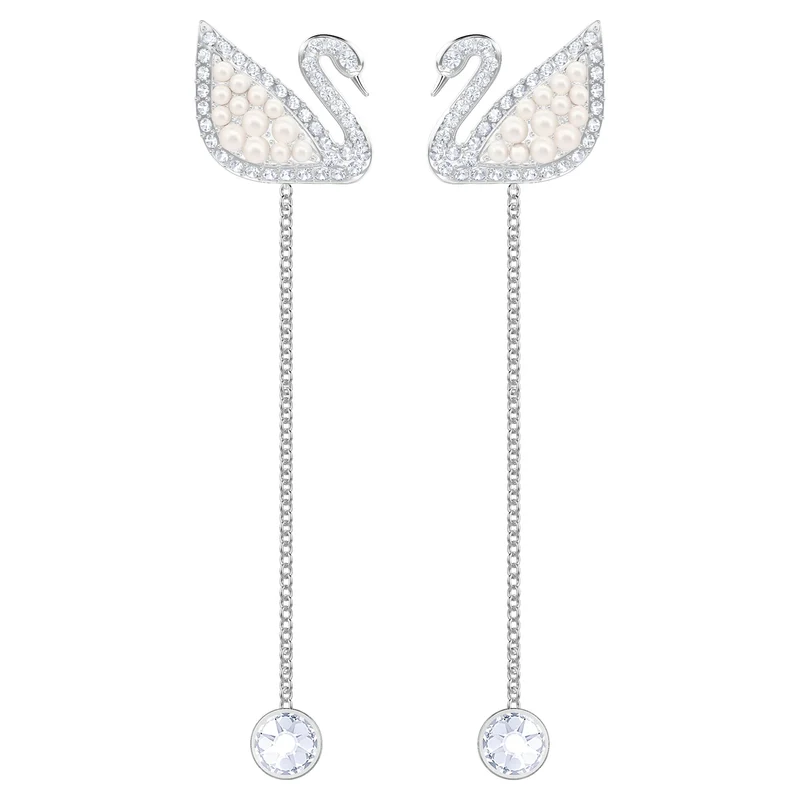 Swarovski Ohrringe Damen Iconic Swan Weiß Silberfarben 5429270