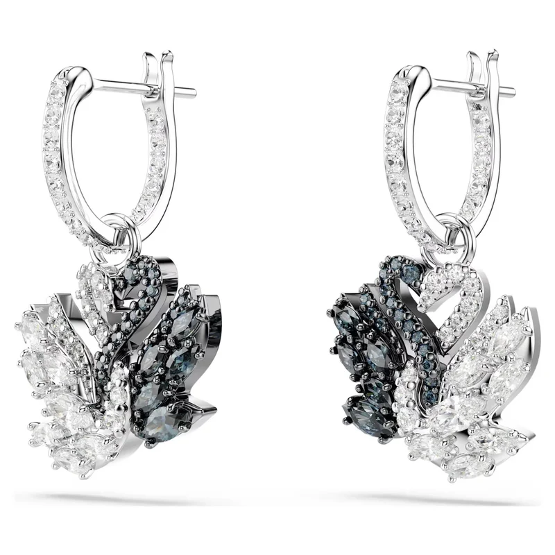 Swarovski Ohrringe Damen Swan Drop Earrings Schwarz Rhodium‑/Ruthenium‑Finish 5705728