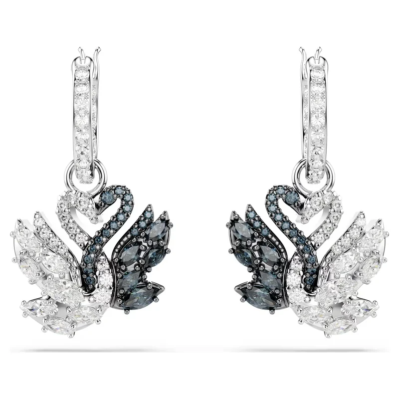 Swarovski Ohrringe Damen Swan Drop Earrings Schwarz Rhodium‑/Ruthenium‑Finish 5705728