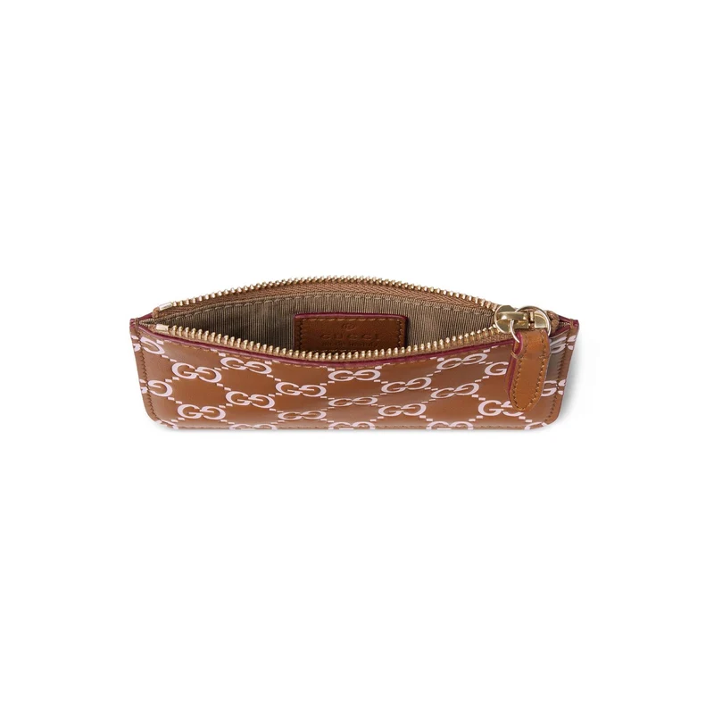 Gucci Schlüsselmäppchen Unisex GG Emblem Key Pouch Brown/Pink 847205-AAFNA-8849