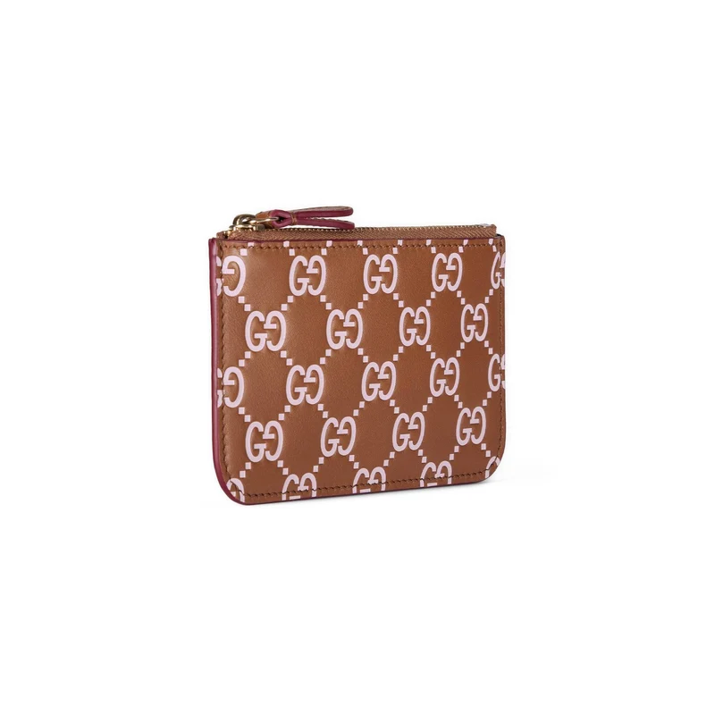 Gucci Schlüsselmäppchen Unisex GG Emblem Key Pouch Brown/Pink 847205-AAFNA-8849