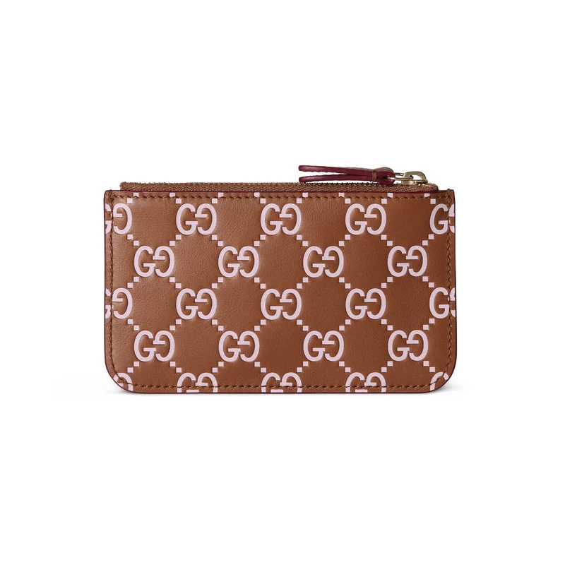 Gucci Schlüsselmäppchen Unisex GG Emblem Key Pouch Brown/Pink 847205-AAFNA-8849