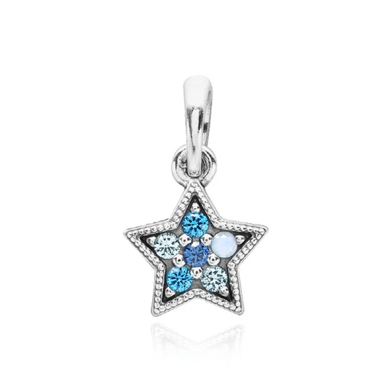 Pandora Charm Damen Anhänger Bright Star Silber Blau 396376NSBMX