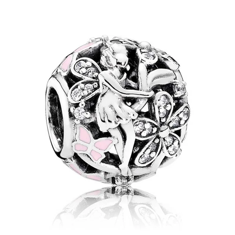Pandora Charm Damen Funkelnde Gänseblümchen Fee Silber Rosa 791841EN68