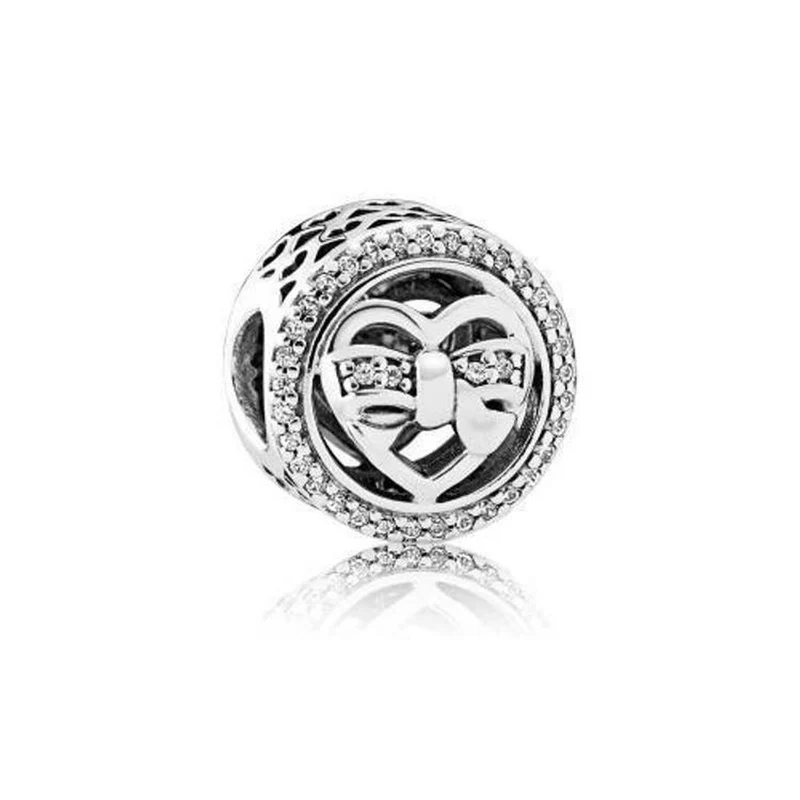 Pandora Charm Damen Familienherzen Silber Weiß 792146CZ