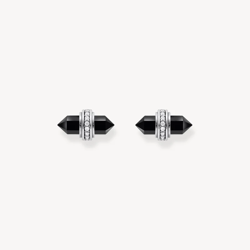Thomas Sabo Ohrstecker Damen Schwarzer Onyx Kristall Silberfarben Weiß Schwarz H2281-641-11