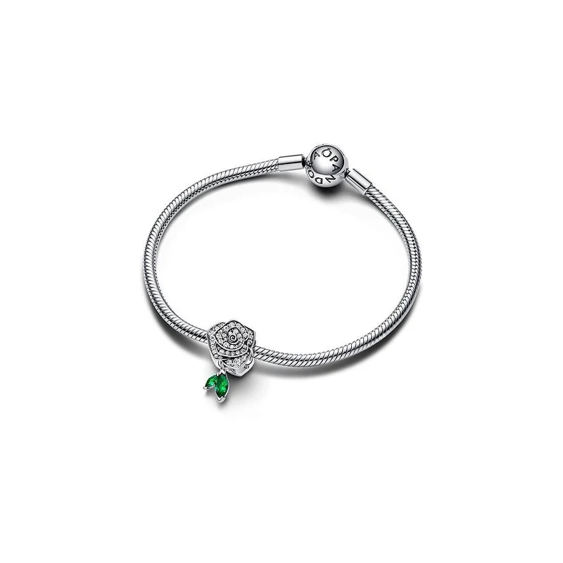 Pandora 793201C01 Silber-Charm Funkelnde Blühende Rose