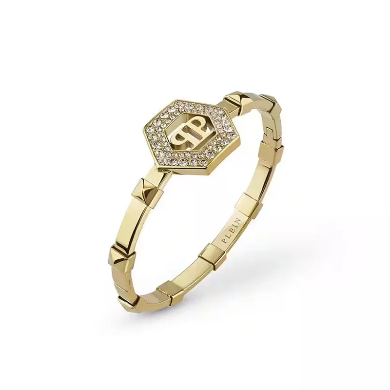 Philipp Plein Damen Armband Armreif LADY LEGACY Goldfarben, Weiß PJREA12BU