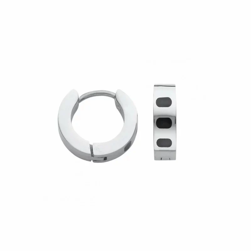 CEM Damen Creolen mit schwarzer Emaille Ø 13 mm Silber 4-107446-001