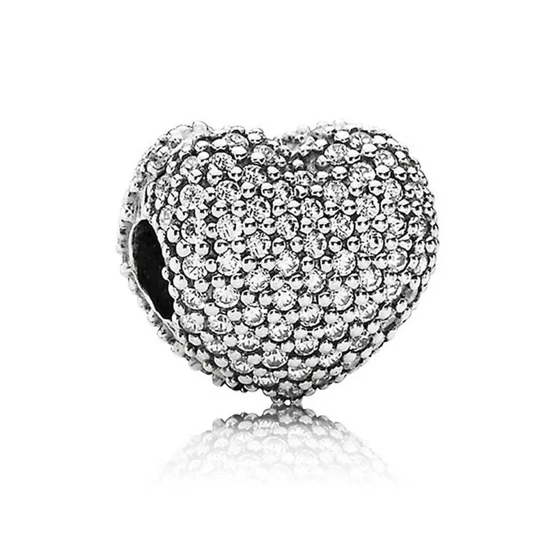 Pandora Charm Damen Funkelndes Herz Silber Weiß 791427CZ