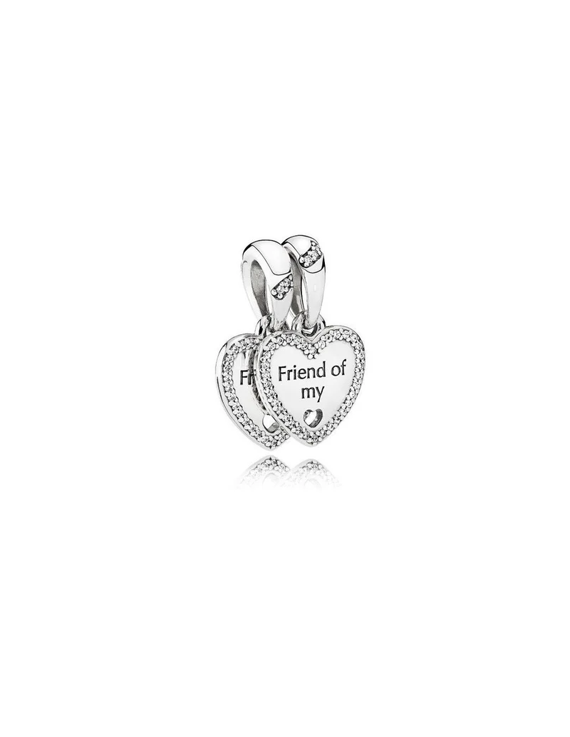 Pandora Charm Damen Herzen der Freundschaft Silber Weiß 792147CZ