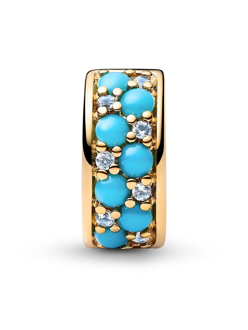 Pandora Clip-Charm Aquamarinblau Goldfarben 763902C01