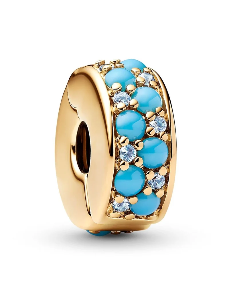 Pandora Clip-Charm Aquamarinblau Goldfarben 763902C01