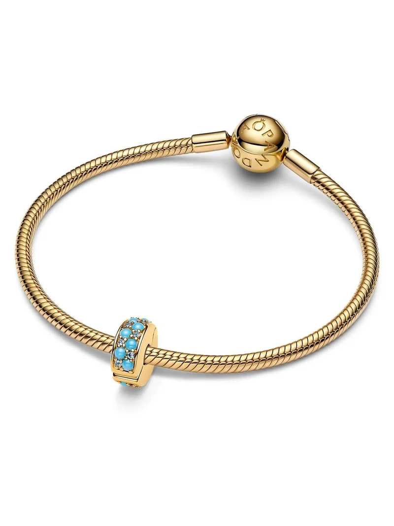 Pandora Clip-Charm Aquamarinblau Goldfarben 763902C01
