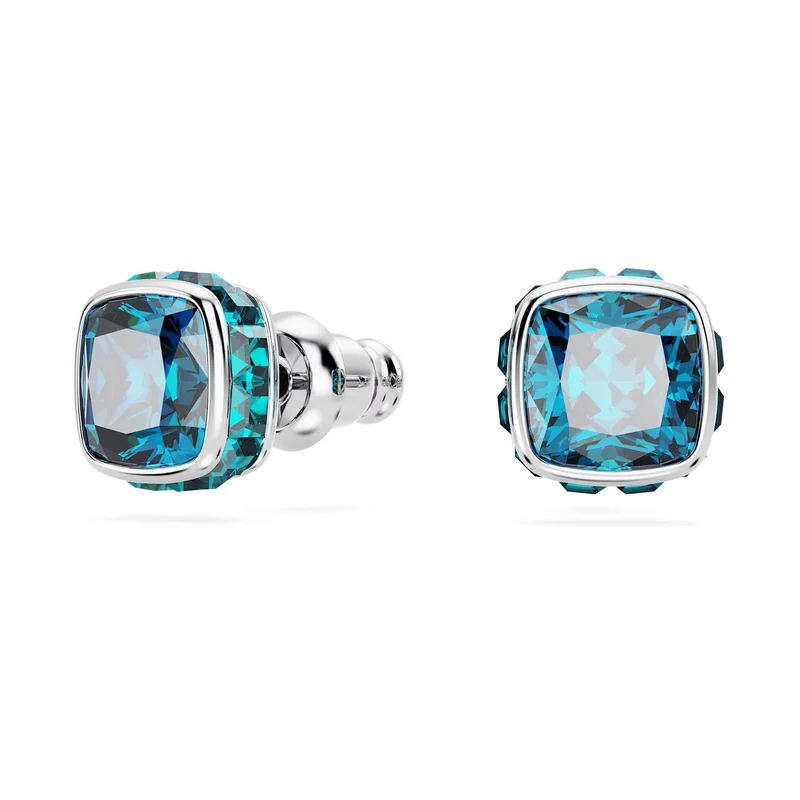 Swarovski Schmuck Unisex Birthstone Stud Earrings Square Cut Dezember Blau Rhodiniert 5660796