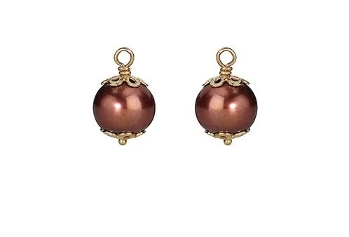 Pandora Damen Perlen Anhänger Braun für Ohrringe Gelbgold 250412PRC