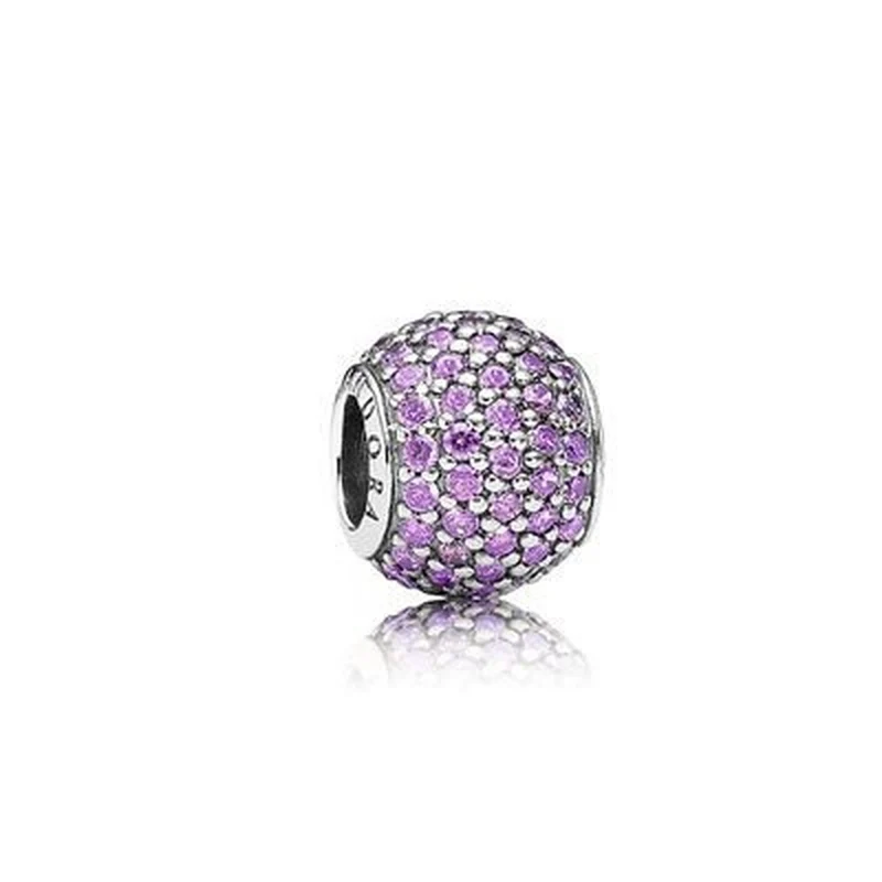 Pandora Charm Damen Pavé Kugel Lila Silber 791051CFP