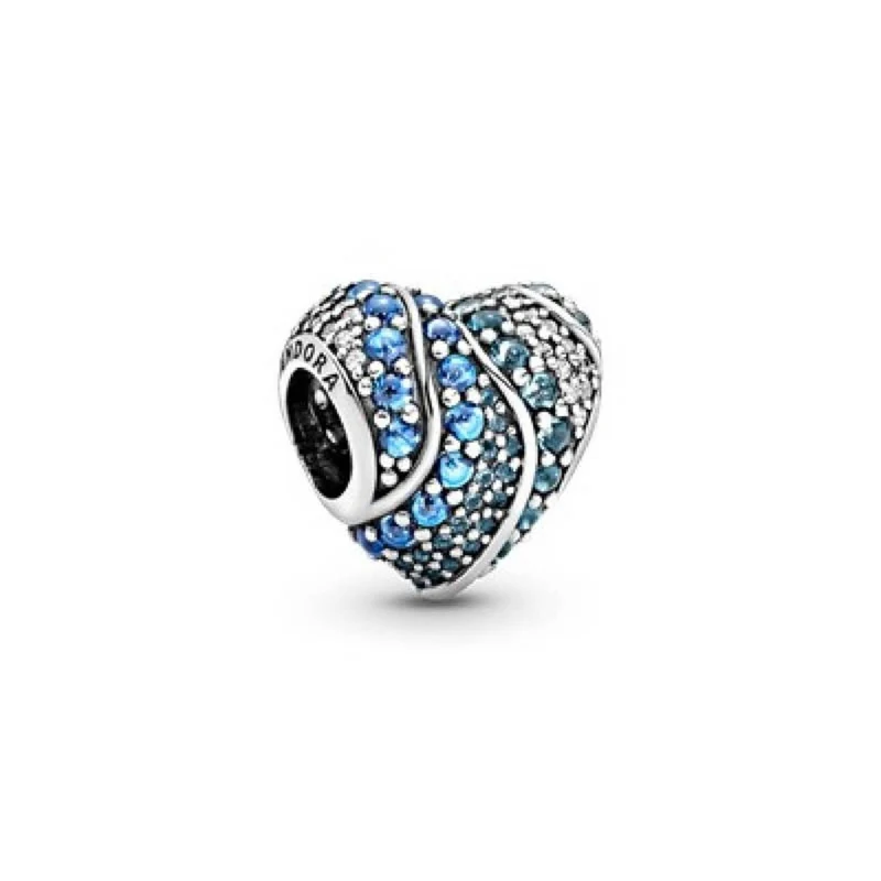 Pandora Charm Damen Moments Funkelndes Herz Silber Blau 797015NABMX