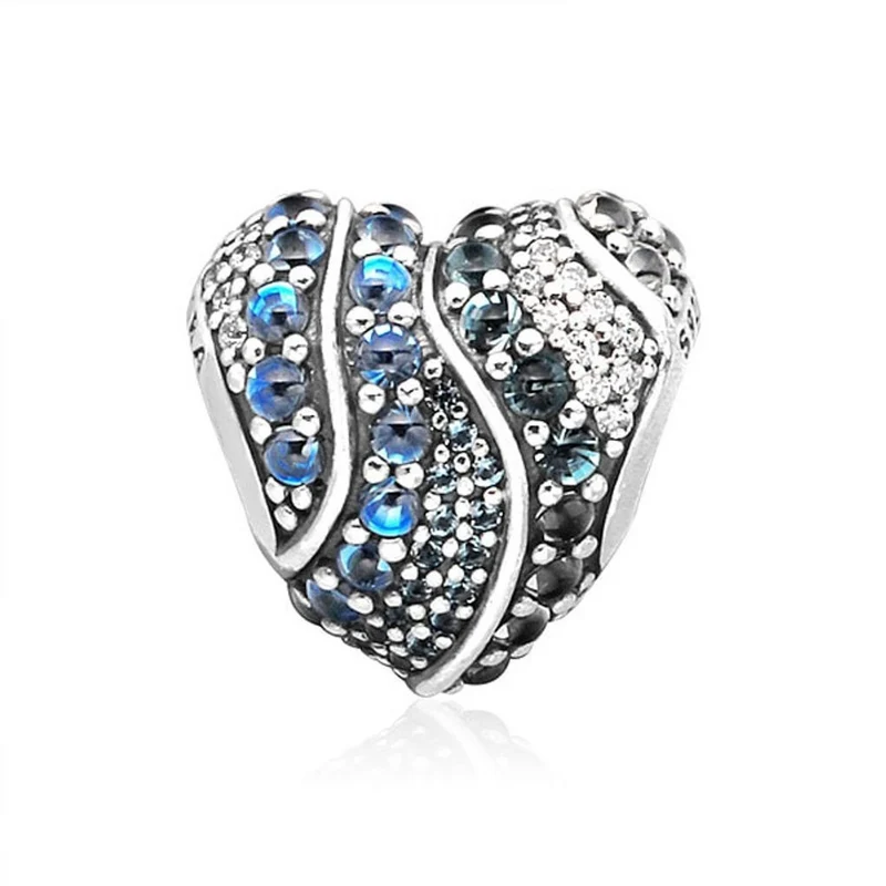 Pandora Charm Damen Moments Funkelndes Herz Silber Blau 797015NABMX