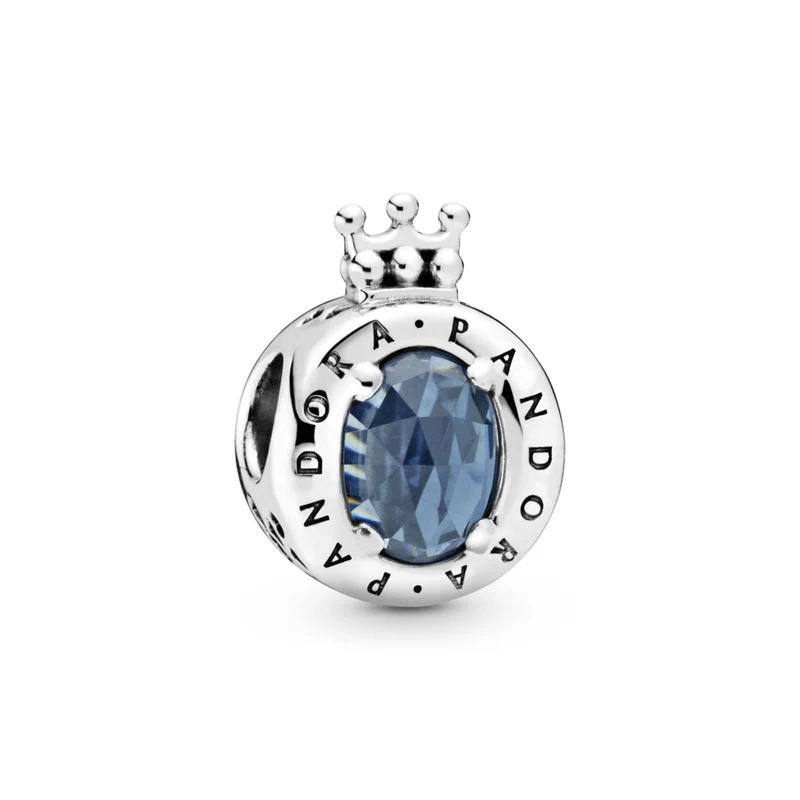 Pandora Charm Damen Blue Sparkling Crown O Silber Blau 798266NMB