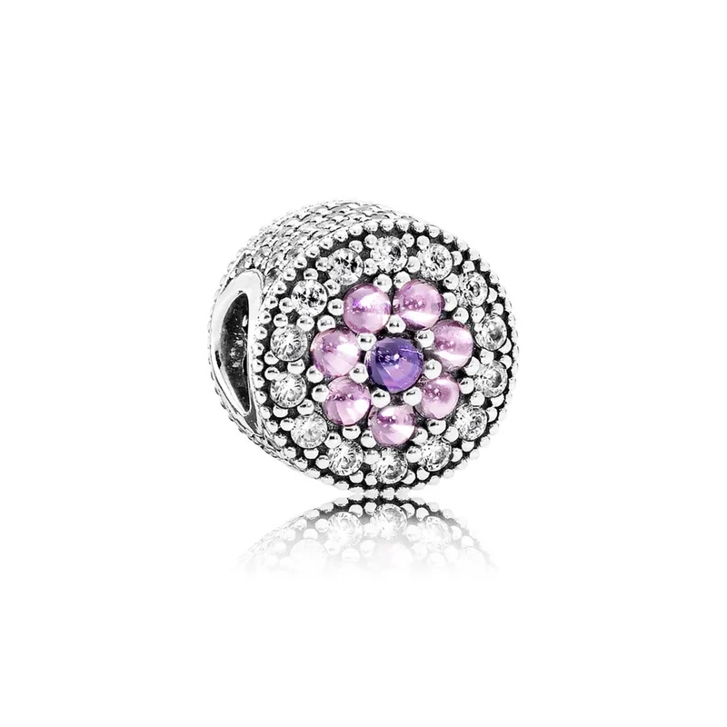 Pandora Charm Damen Strahlende Blüte Silber Rosa Lila 791820PCZMX