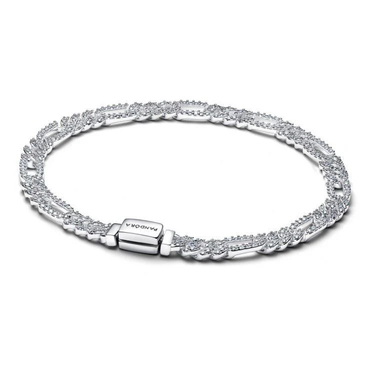 Pandora Damenarmband Silber Ovale Panzerkette mit Zirkonia 594227C01-18