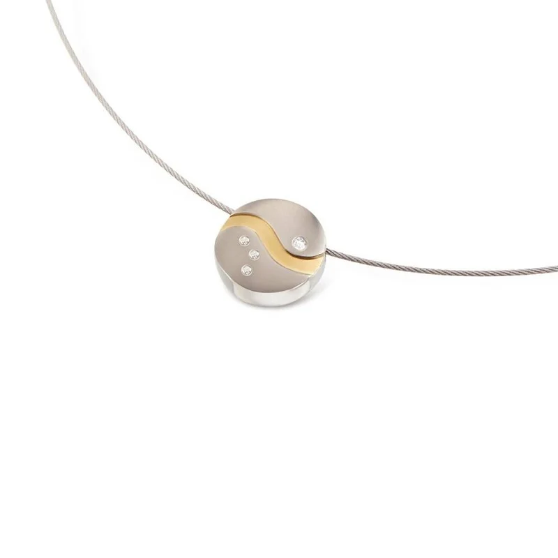 Boccia Titanium Damen Anhänger Rund mit Diamanten Bicolor 07022-05
