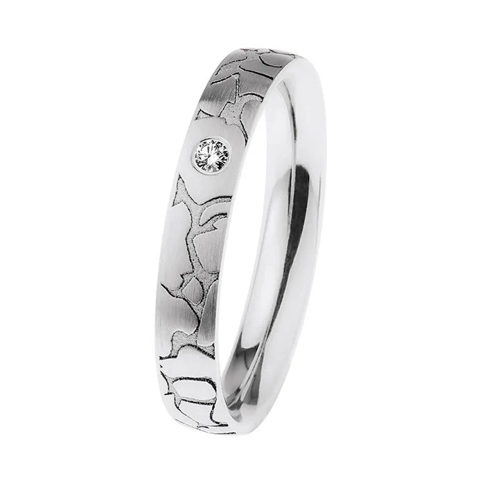 Ernstes Design Damen Trauring mit Diamant Schmal R663-55