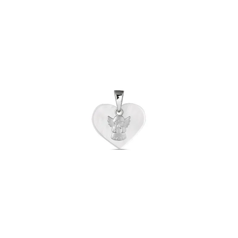 Kinder Herz Anhänger mit Engel ⌀12mm Silber 28.1200.R
