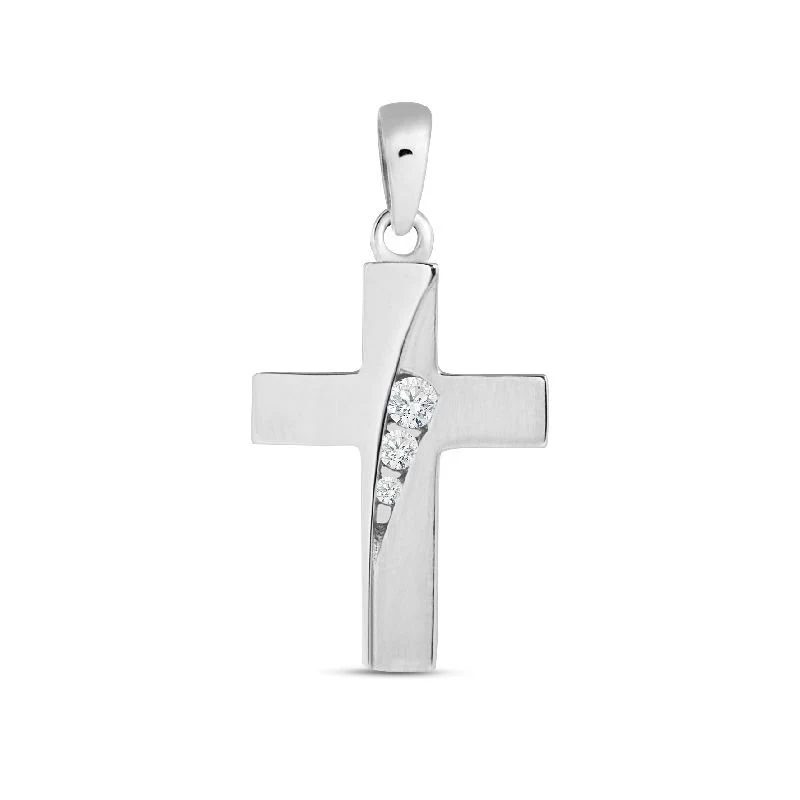 Unisex Kreuzanhänger mit Zirkonia Silber 5.1449.R