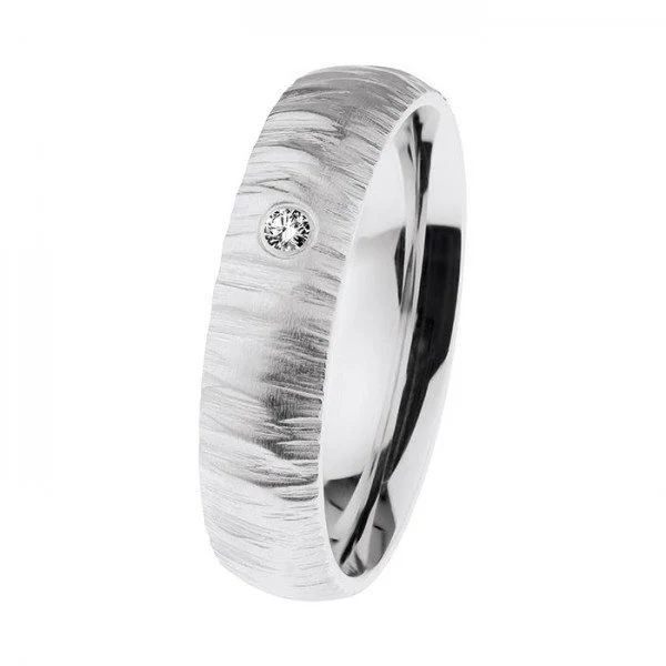 Ernstes Design Damen Trauring mit Diamant Größe 55 Silber R634-55