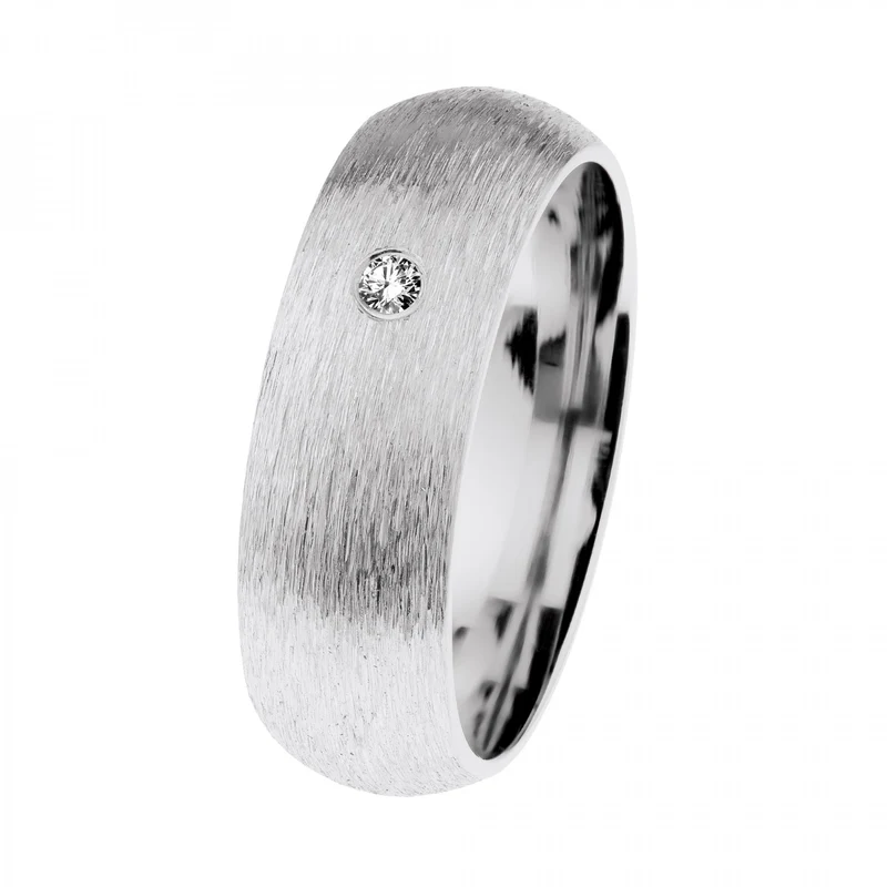 Ernstes design Damen Diamant Ring Trauring Breite 6,5 mm Größe 55 Silber R616-55