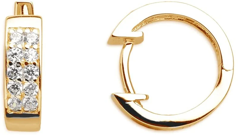 Xenox XS8516G Damen Creolen Sterling-Silber 925 Gold weiß