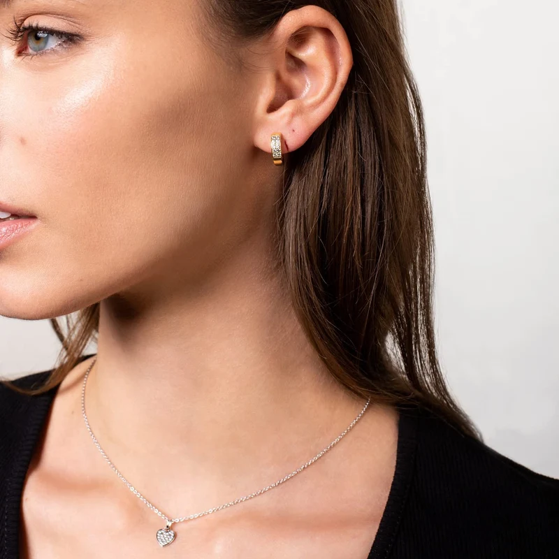 Xenox XS8516G Damen Creolen Sterling-Silber 925 Gold weiß