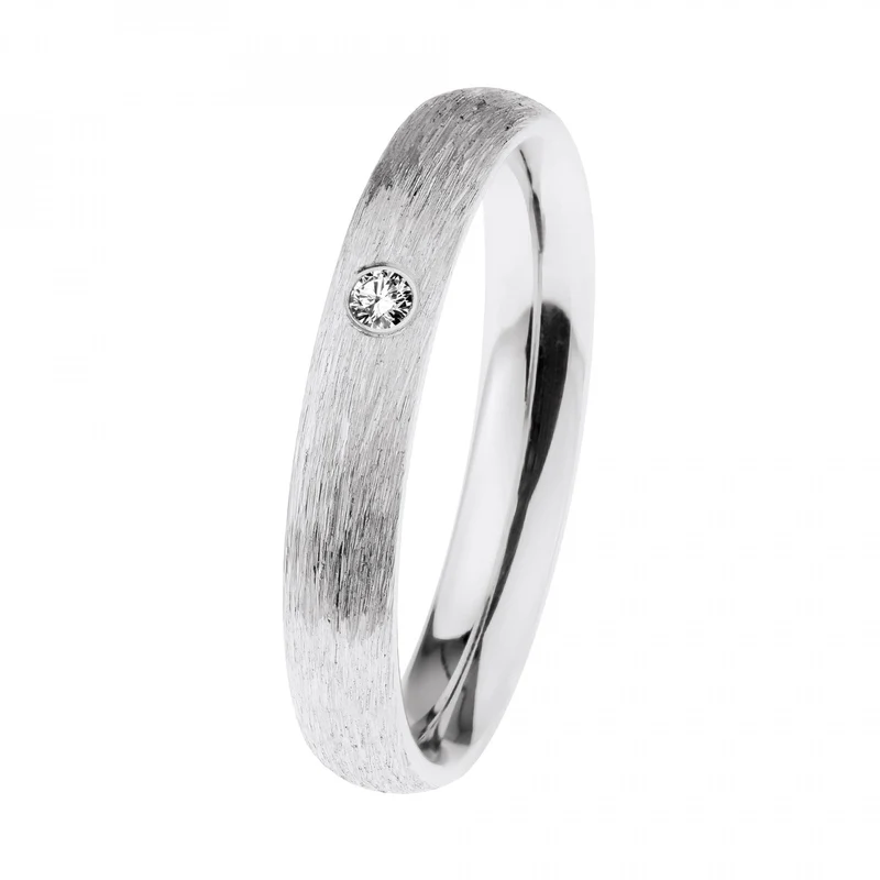 Ernstes Design Damen Diamant Ring Trauring Breite 3,5 mm Größe 55 Silber R613-55