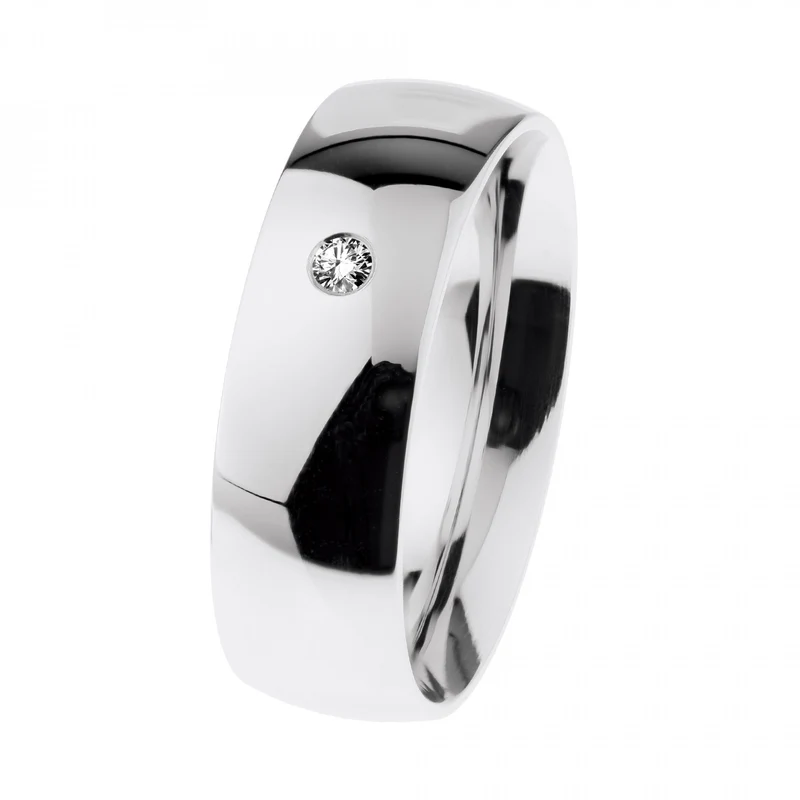 Ernstes Design Damen Diamant Ring Trauring Breite 6,5mm Größe 55 Silber R606-55