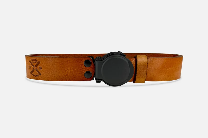 GÜRTEL RUNDSCHNALLE COGNAC/SCHWARZ