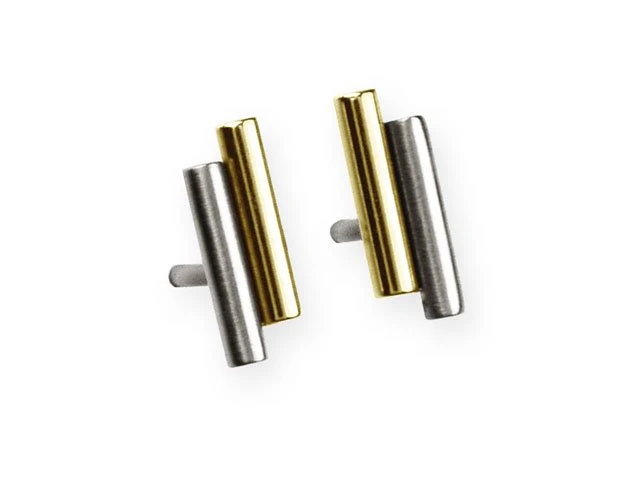 Ernstes Design Damen Ohrstecker Röhrchen Bicolor E75