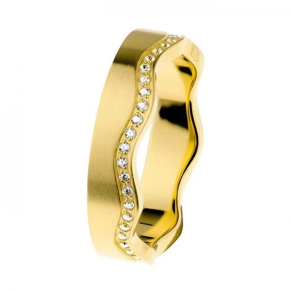 Ernstes Design Damen Zirkonia Ring Größe 57 Gold R554-57