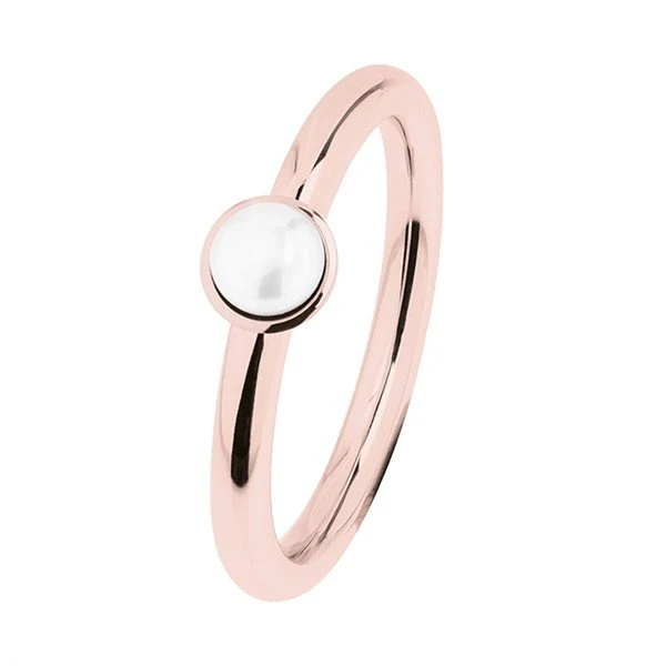 Ernstes Design Damen Ring Süßwasser-Button-Perle 5mm Größe 55 Rosegold R491-55