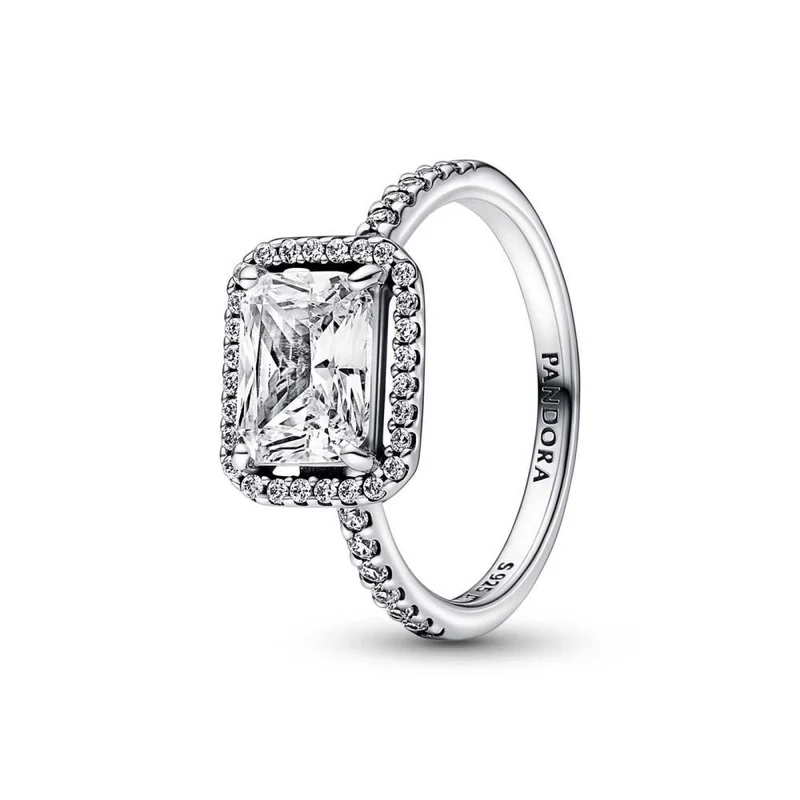 Pandora Rechteckiger Funkelnder Strahlenkranz Ring Silber 192391C0