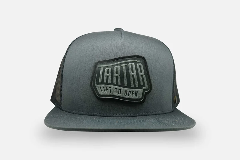 TARTAR CAP - LEATHER PATCH SMOKEY-'LIFT TO OPEN'
