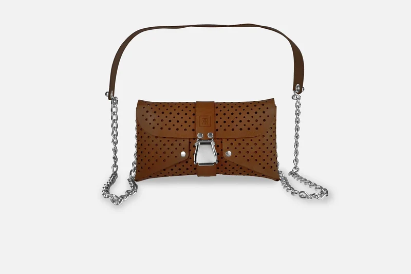 MINI BAG NUBUK BROWN/SILBER GLÄNZEND