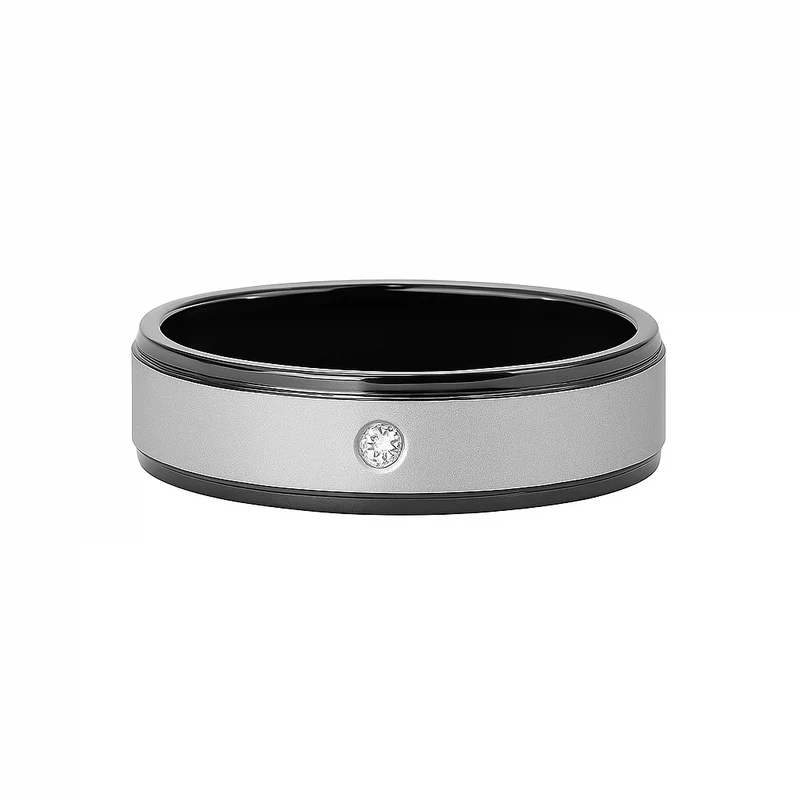 Fine Diamond Ring Bandring Partnerring mit Zirkon mit aus Edelstahl, 6 mm breit