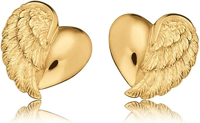 Herzengel Kinder Ohrstecker Herzflügel Echtgold