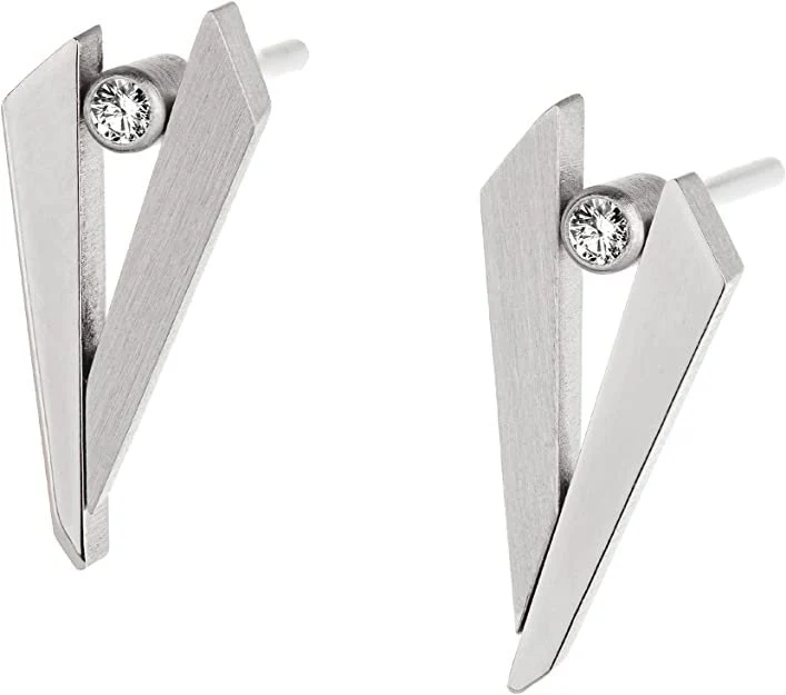 Ernstes Design Ohrringe Ohrstecker E609 mit Brillant 0.04 ct. Edelstahl