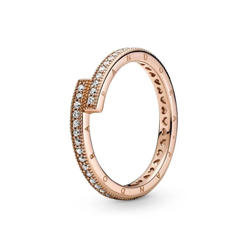 Pandora Damenring Signature überlappender Ring Zirkonia Roségold 189491C01