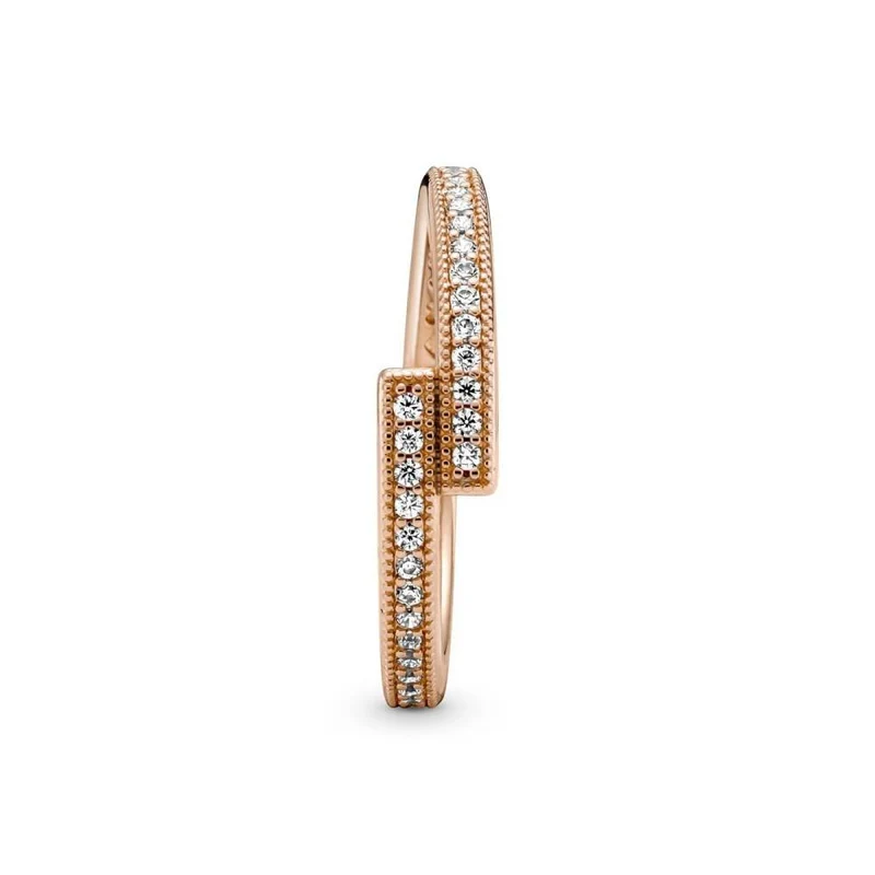 Pandora Damenring Signature überlappender Ring Zirkonia Roségold 189491C01