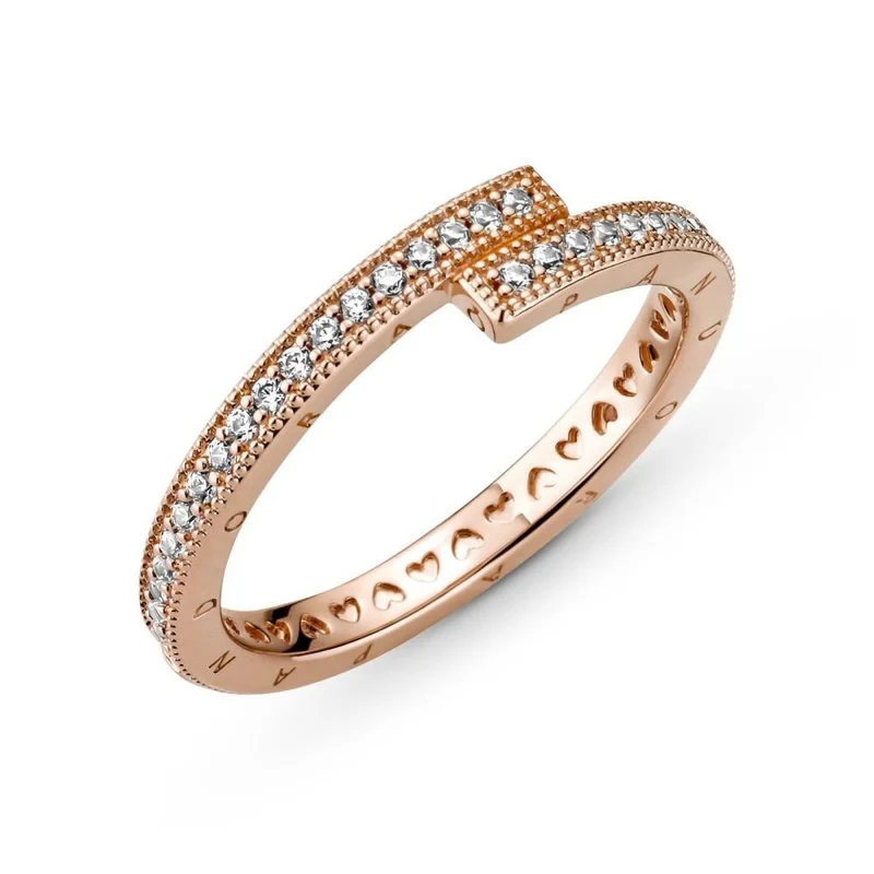 Pandora Damenring Signature überlappender Ring Zirkonia Roségold 189491C01